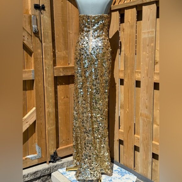 🆕 BRONX & BANCO 🧿 NWOT Farah Strapless Sequins Gown, Gold, Sz M US 6 - Picture 9 of 16